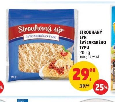 Strouhaný sýr švýcarského typu 200 g