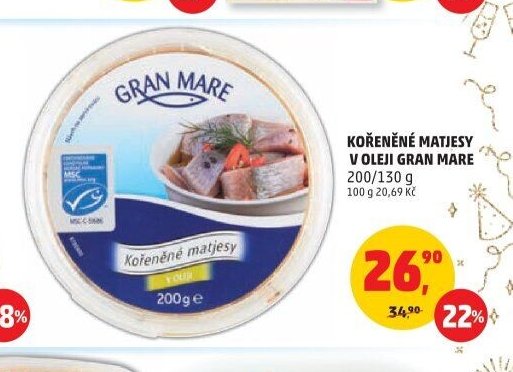 Kořeněné matjesy v oleji Gran Mare 200/130 g