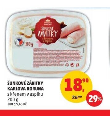 Šunkové závitky Karlova Koruna s křenem v aspiku 200 g