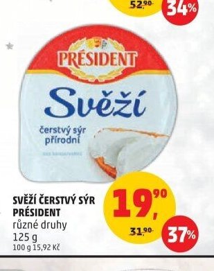 Svěží čerstvý sýr Président