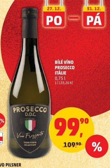 Bílé víno Prosecco Itálie