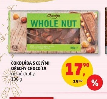 ČOKOLÁDA S CELÝMI OŘECHY CHOCO'LA
