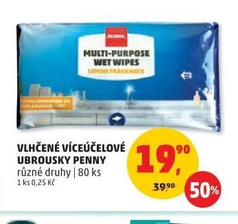 Vlhčené víceúčelové ubrousky Penny