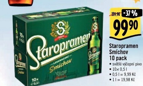 Pivo světlé výčepní 10° Smíchov Staropramen