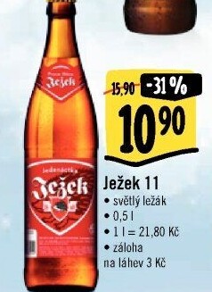 Pivo světlý ležák 11° Ježek Pivovar Jihlava