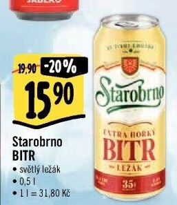Pivo světlý ležák Bitr Starobrno