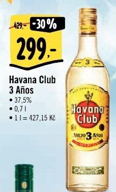 Rum kubánský bílý Aňejo 3 Anos Havana club