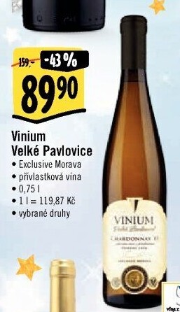 Vína Vinium Exclusive Morava Velké Pavlovice - pozdní sběr