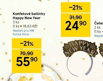 Konfetové balónky Happy New Year 3 ks