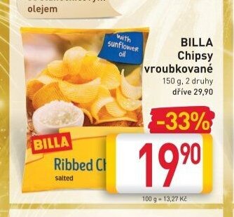 BILLA Chipsy vroubkované