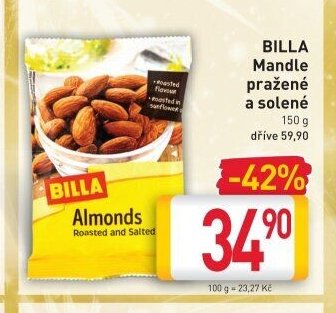 BILLA Mandle pražené a solené