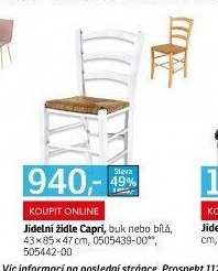 Jídelní židle Capri, buk nebo bílá, 43×85×47 cm, 0505439-00**, 505442-00 - ASKO akcniletaky.com