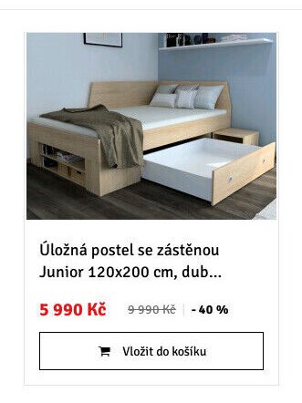 Úložná postel se zástěnou Junior 120x200 cm, dub... - ASKO akcniletaky.com