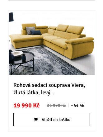 Rohová sedací souprava Viera, žlutá látka, levý... - ASKO akcniletaky.com