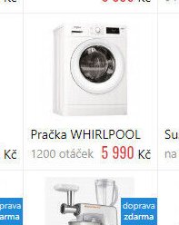 Pračka WHIRLPOOL 1200 otáček