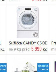 Sušička CANDY CSOE na 9 kg prád
