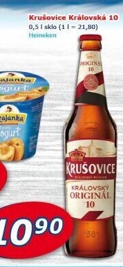 Pivo světlé výčepní Originál Královská 10° Krušovice