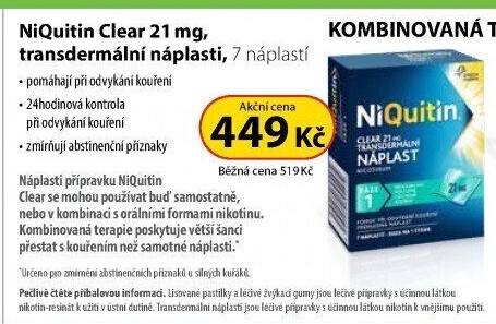 Náplast nikotinová 21 mg Clear NiQuitin