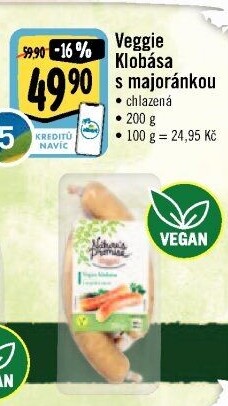 Klobása s majoránkou Veggie Nature'