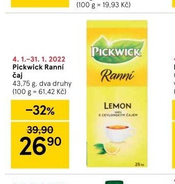 Pickwick Ranní čaj 43,75 g
