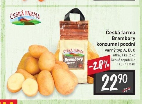 Česká farma Brambory konzumní pozdní