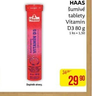 HAAS šumivé tablety Vitamin D3 80 g