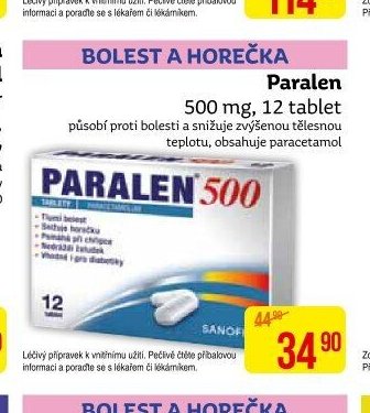 Paralen 500 mg, 12 tablet