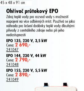 Ohřívač průtokový EPO - UNI HOBBY akcniletaky.com