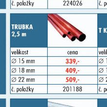 Rozvody měď - Trubka 2,5 m - UNI HOBBY akcniletaky.com