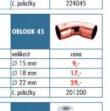 Rozvody měď - Oblouk 45 - UNI HOBBY akcniletaky.com