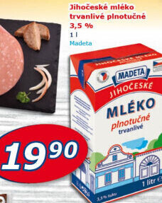 Mléko trvanlivé Jihočeské Madeta - 3,5% plnotučné