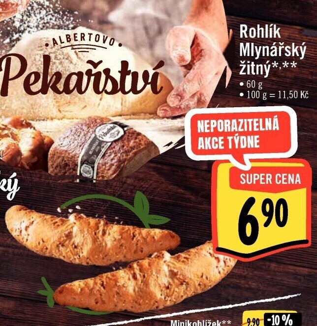 Rohlík Mlynářský žitný Albert