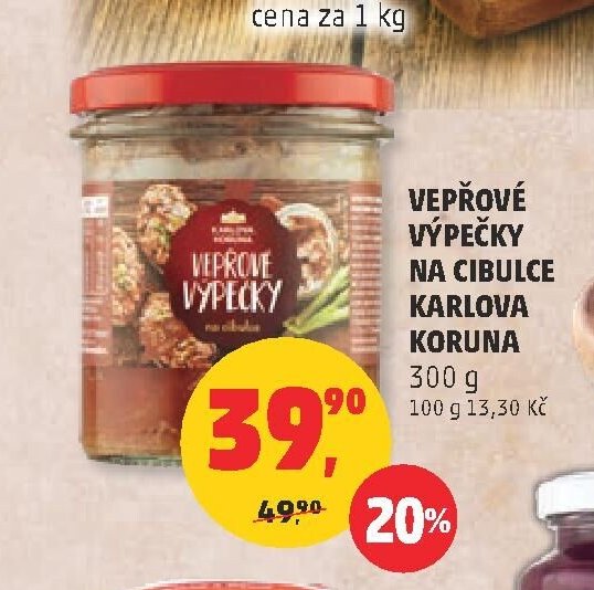 Vepřové výpečky na cibulce Karlova Koruna