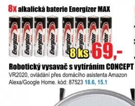 8x alkalické baterie Energizer MAX