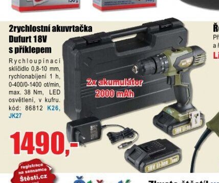 2rychlostní akuvrtačka Dufurt 18V s příklepem