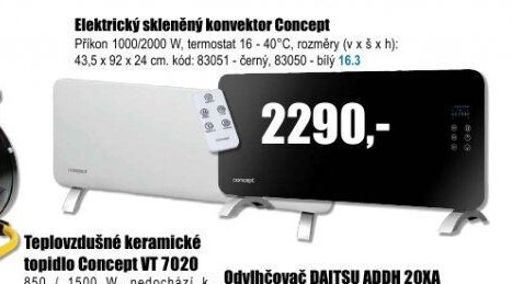 Elektrický skleněný konvektor Concept