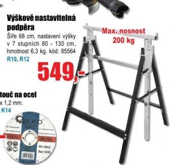 Výškově nastavitelná podpěra