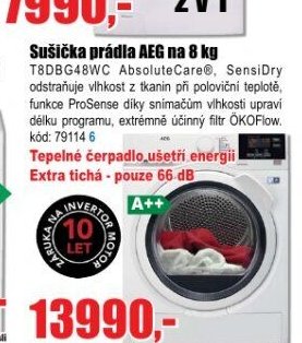 Sušička prádla AEG na 8 kg T8DBG48WC