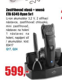 Zastřihovač vlasů + vousů ETA 6345 Ryan 5v1
