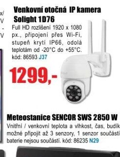 Venkovní otočná IP kamera Solight 1D76