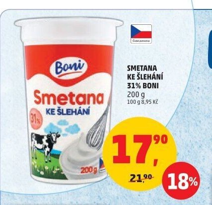 SMETANA KE ŠLEHÁNÍ BONI 200 g