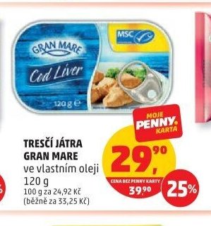 Tresčí játra Gran Mare ve vlastním oleji 120 g