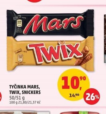 TYČINKA MARS, TWIX, SNICKERS 50/51 g