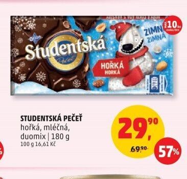 STUDENTSKÁ PEČEŤ hořká, mléčná, duomix | 180 g