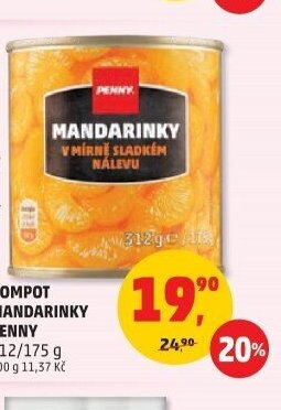 KOMPOT MANDARINKY PENNY 312/175 g