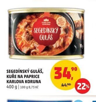 Segedínský guláš, Kuře na paprice Karlova Koruna