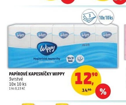 PAPÍROVÉ KAPESNÍČKY WIPPY 3vrstvé 10x 10 ks