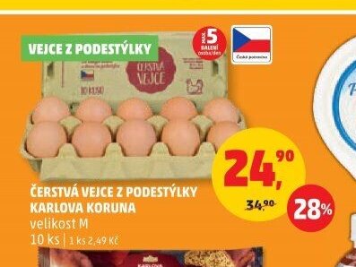 ČERSTVÁ VEJCE Z PODESTÝLKY KARLOVA KORUNA