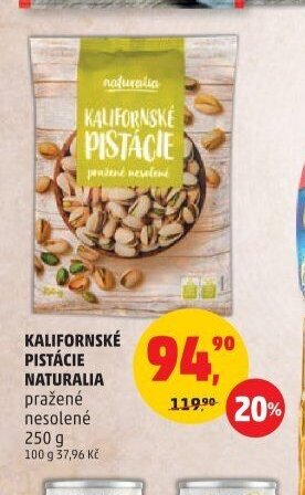 KALIFORNSKÉ PISTÁCIE NATURALIA pražené nesolené