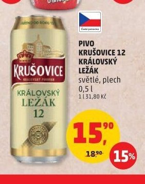 PIVO KRUŠOVICE 12 KRÁLOVSKÝ LEŽÁK světlé, plech